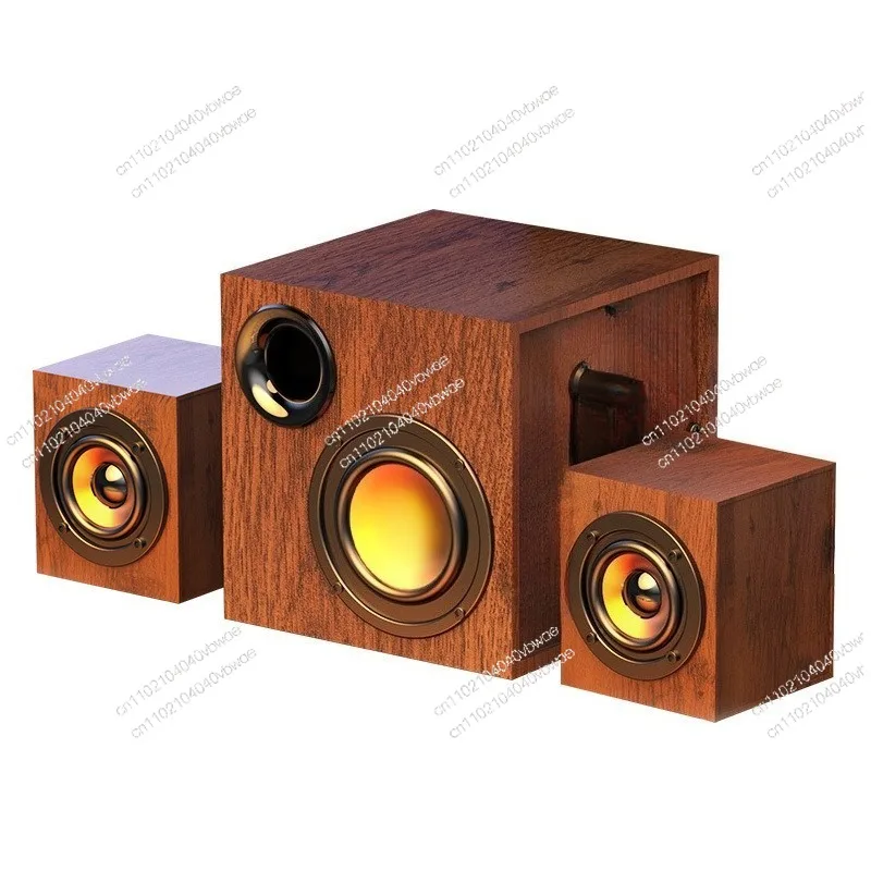 Bluetooth version of walnut color wooden computer audio subwoofer