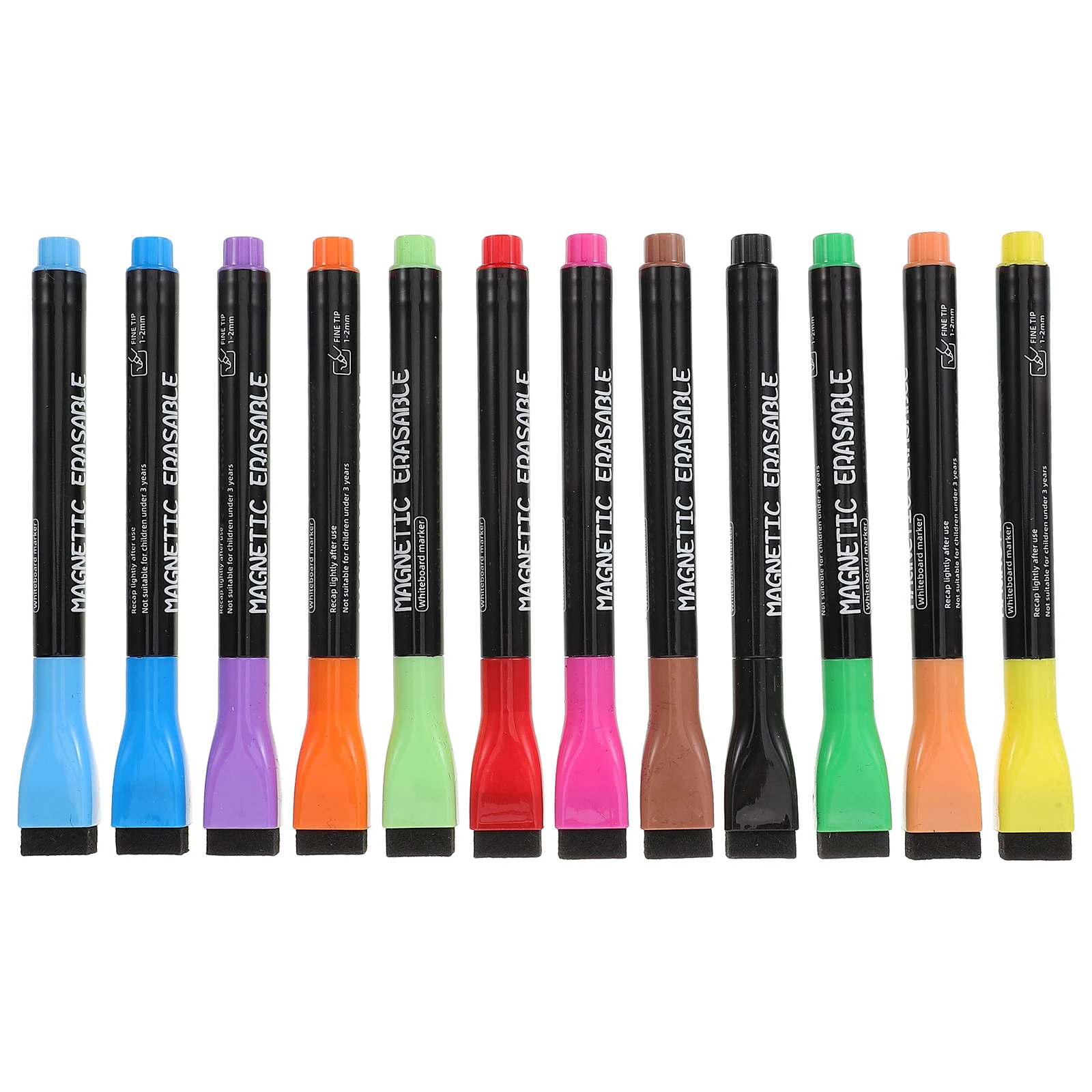 

1 set 12 Color Children Magnetic Whiteboard Pens Fine Tip Dry Erase Markers Portable Kids Drawing Pens School Office Supplies