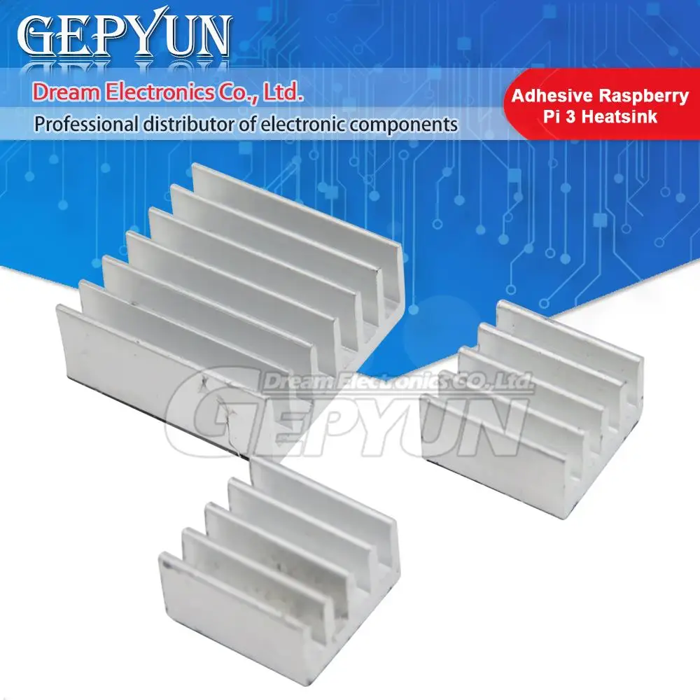 1Set/LOT 3pcs Adhesive Raspberry Pi 3 Heatsink Cooler Pure Aluminum Heat Sink Set Kit Radiator For Cooling Raspberry Pi 2