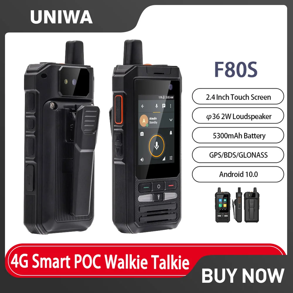 UNIWA F80S 4G Rugged Phone POC Walkie Talkie Spreadtrum Quad Core 1GB+8GB 4000mAh Battery 2.4Inch 1.4GHz Android 10 Mobile Phon