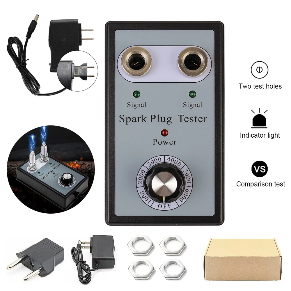 

12 В автомобильный тестер свечей зажигания, тестеры зажигания, детектор, регулируемый анализатор с двойными отверстиями, автомобильный диагностический инструмент, тестер с двумя отверстиями