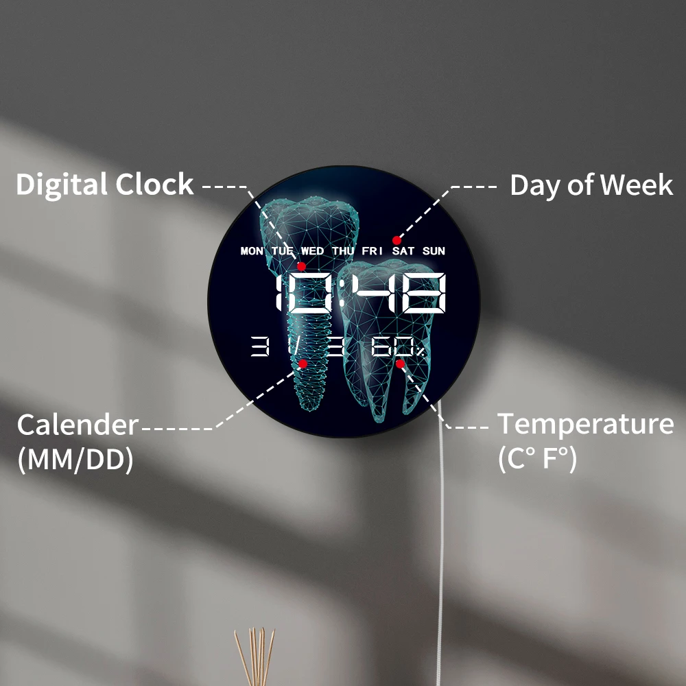المولي الأسنان المهنية عيادة الأسنان LED ساعة حائط رقمية طب الأسنان العمل الفني الطبي عدد كبير عرض ساعة حائط كهربائية