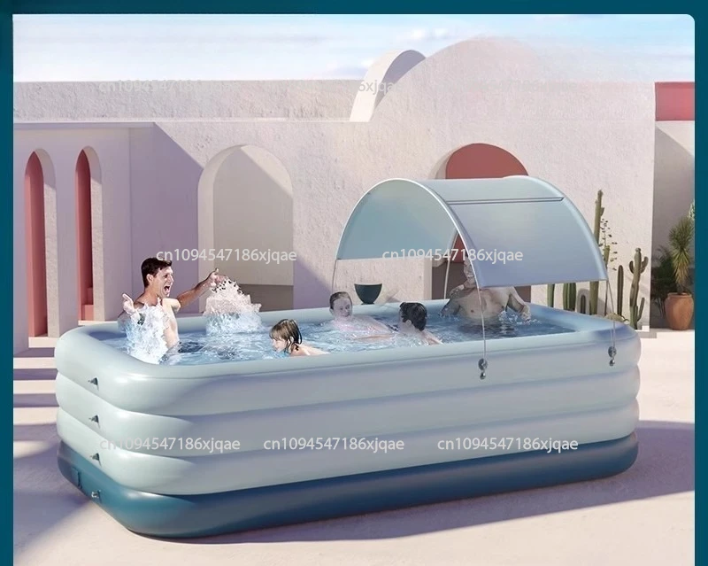 

Automatic Inflatable Swimming Pool with Sunshade Umbrella, Large Outdoor Baby Pool for Babies