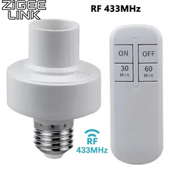 RF 433MHz Remote Control Lamp Holder Timer Switch LED Light Bulb Socket E27 30m Long Distance AC85-265V for Downlight Pendant