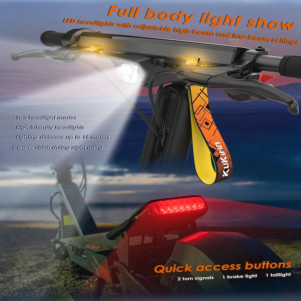 بطارية Kukirin G2 Ultra Trottinette électrique قابلة للطرق 1600 وات moteur 48 فولت 18 أمبير في الساعة 10 بوصة هوائية 50 كم/ساعة vitesse 55 كجم