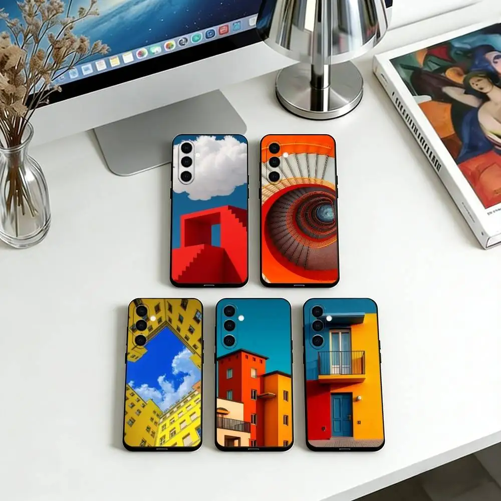 Minimalist style  Phone Case Black Silicone Soft For Samsung Galaxy A73,A72,A71,A70,A53,A52,A51