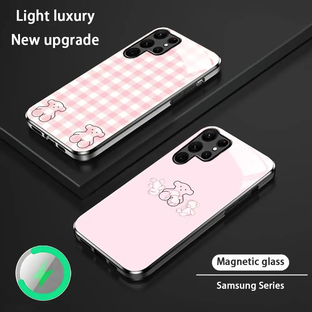 Phone Case For Samsung S26 S25 S24 S23 S22 S21 Fashion luxurious S20 Plus Ultra T-TouSES Glass Magnetic Case