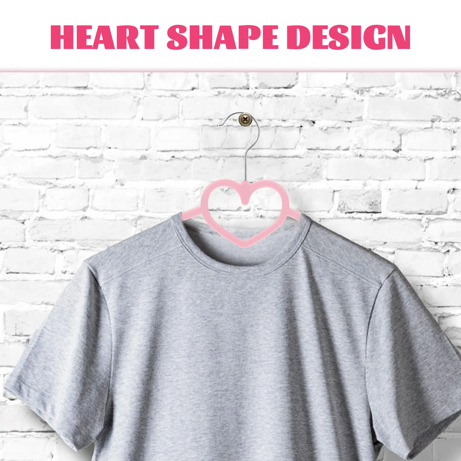 

10pcs Heart Shape Clothes Abs Anti-Slip Hanger For Home Laundry Closet Space Saving Simple Bright Plastic Hanger For