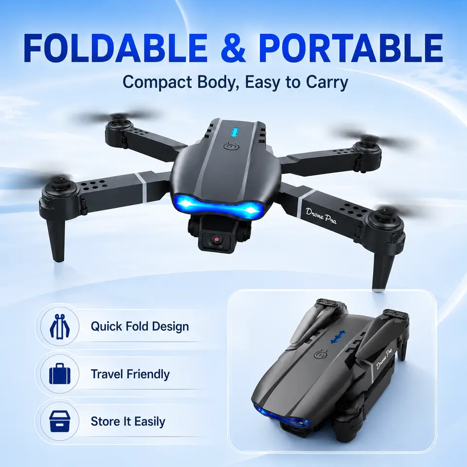 4K Dual-Camera Drone with 50X Zoom & 120° Wide-Angle, 100m Remote Range