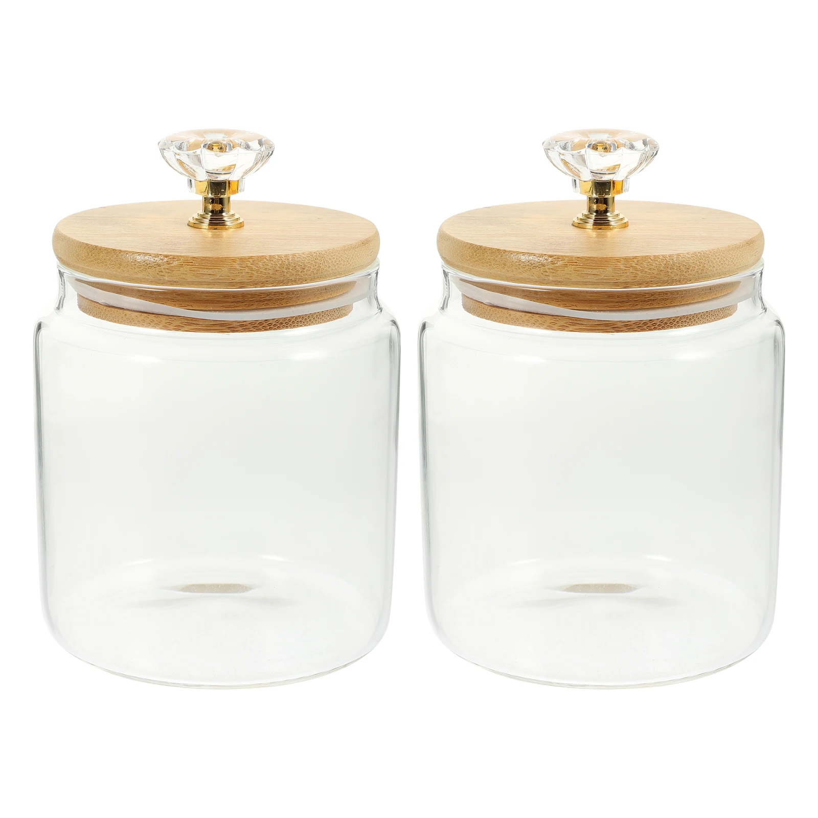 

2pcs Glass Tea Canisters Transparent Storage Jars Household Food Containers Sealing Lid Multi-Function Grains Holders