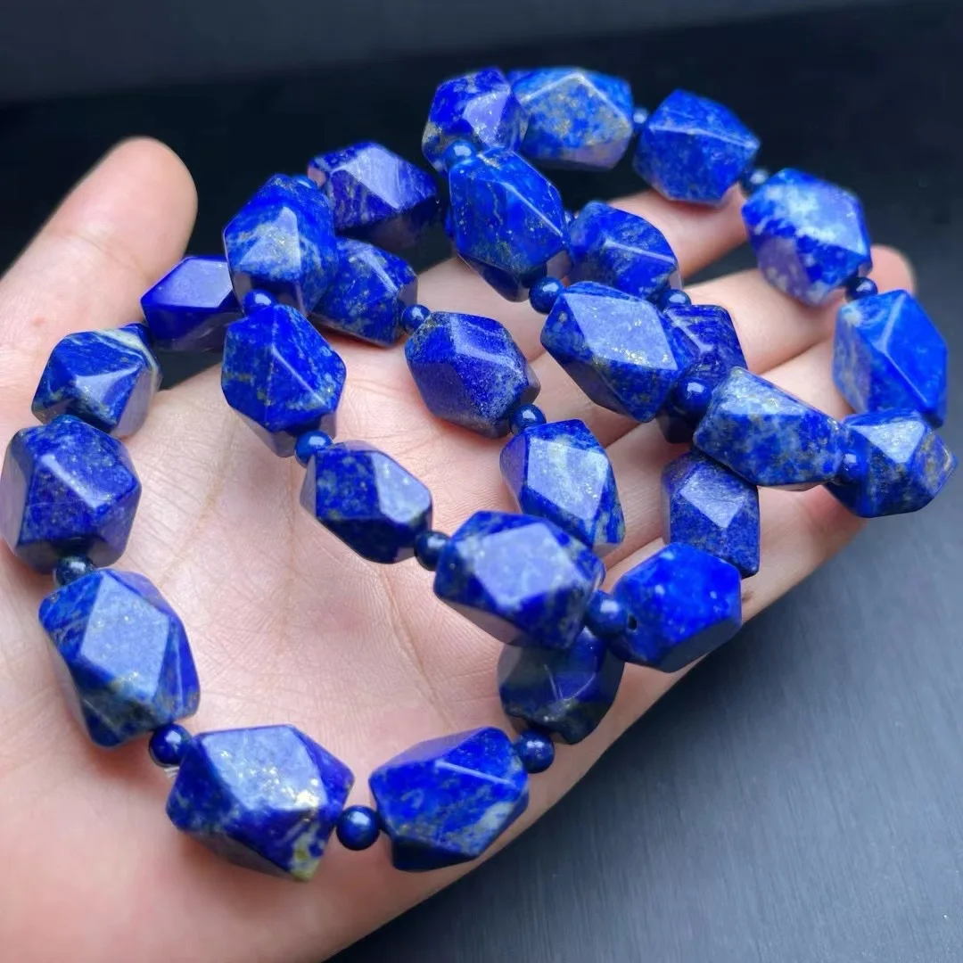 Unit One Bracelet 16 to 17mm Faceted Natural Lapis Lazuli Gemstone Freeform Crystal Bracelet For Gift