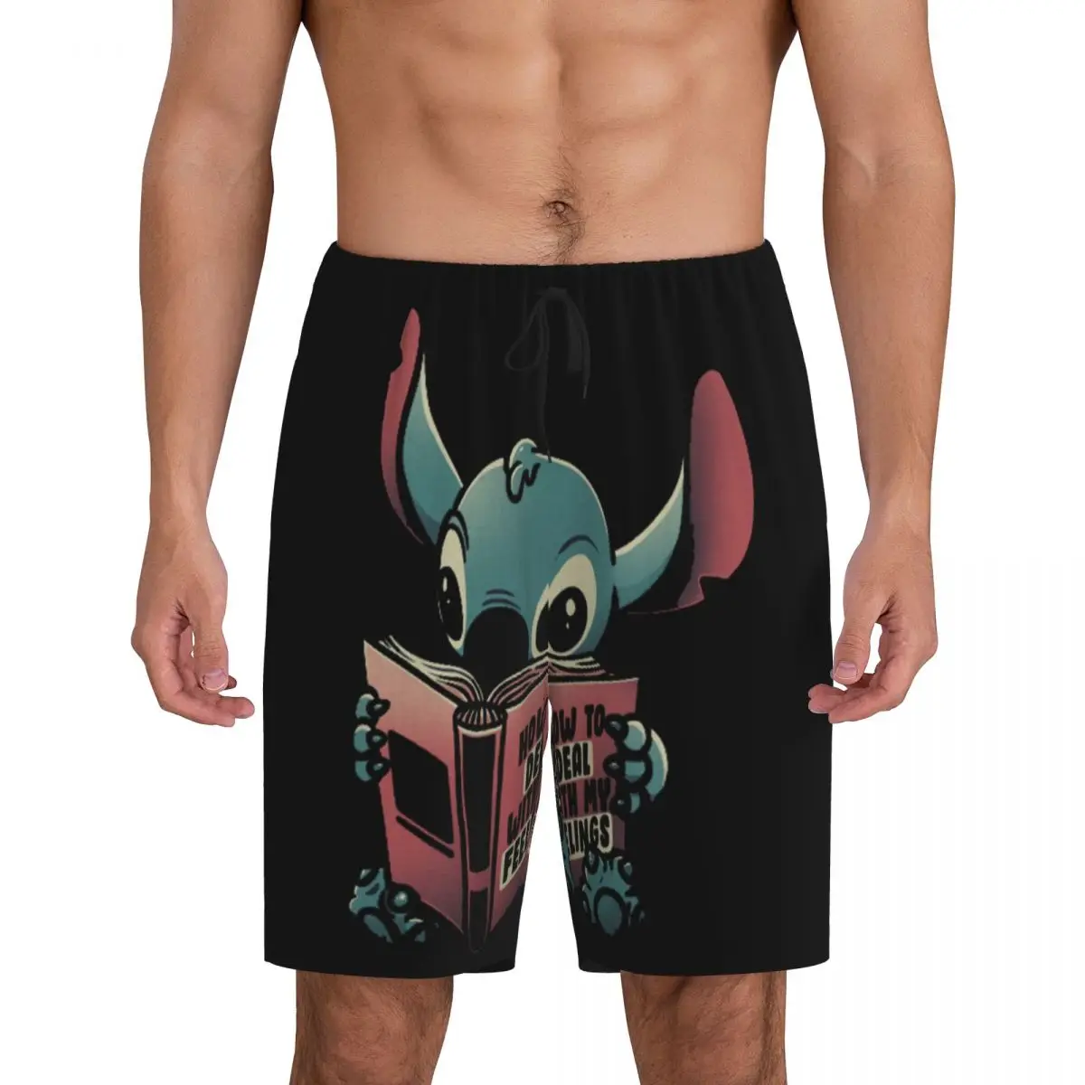 

Custom Lilo Stitch Cartoon Anime Manga Pajama Shorts Men's Sleepwear Lounge Bottom Stretch Sleep Short Pjs with Pockets