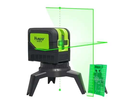 

HUEPAR DIY CROSS LINE GREEN BEAM LASER LEVEL WITH 2 DOTS VERTICAL HORIZONTAL SELF LEVELING-HUEPAR 9211 G