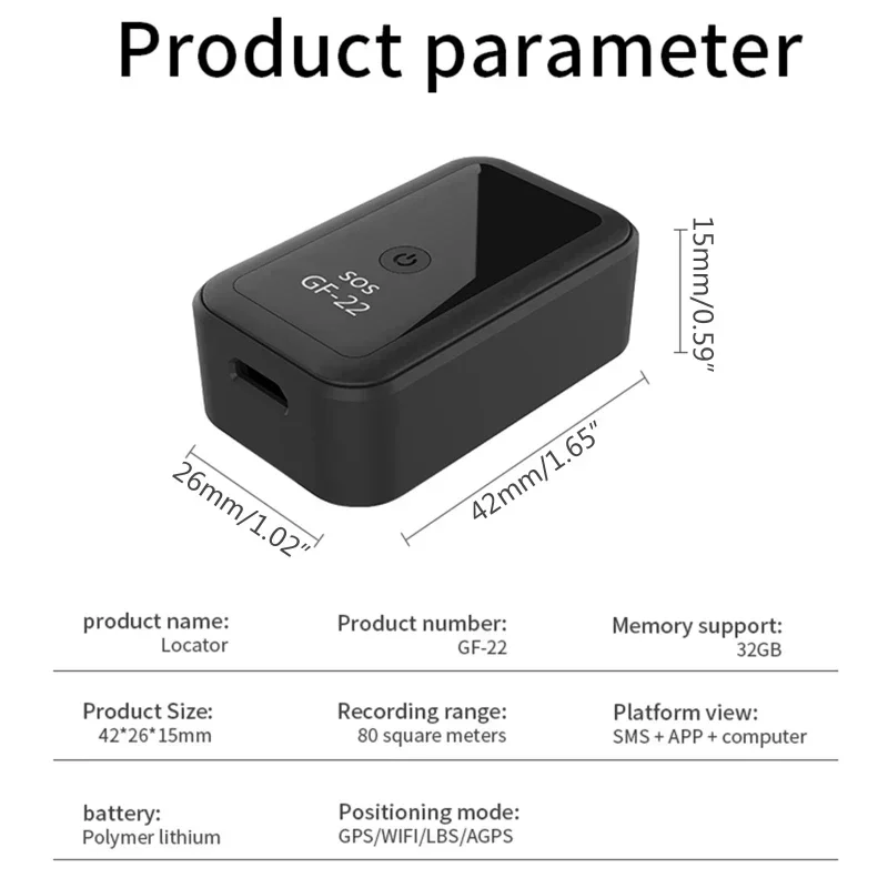 Rastreador magnético fuerte, dispositivo de localización pequeña, localizador gps GF22 para coche, mini localizador automático