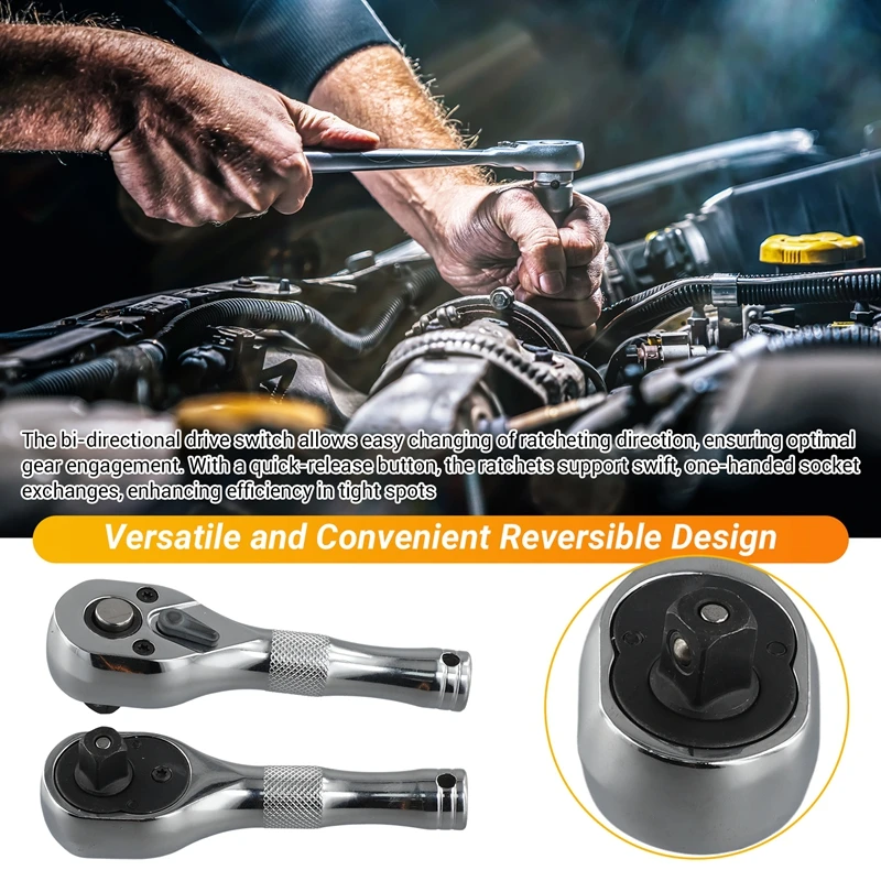 مفتاح ربط بسقاطة صغير مع 72 سنًا ، مقبس سريع ، قرون في اتجاهين ، مقبض قصير ، أدوات يدوية للإصلاح ، ذبابة صغيرة ، كبيرة متوسطة وصغيرة ، Way ، Way Way