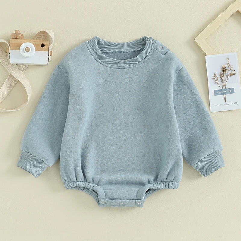 

Newborn Baby Winter Warm Fleece Hooded Jumpsuit Solid Color Long Sleeve Romper Toddler Outfit Infant Clothing