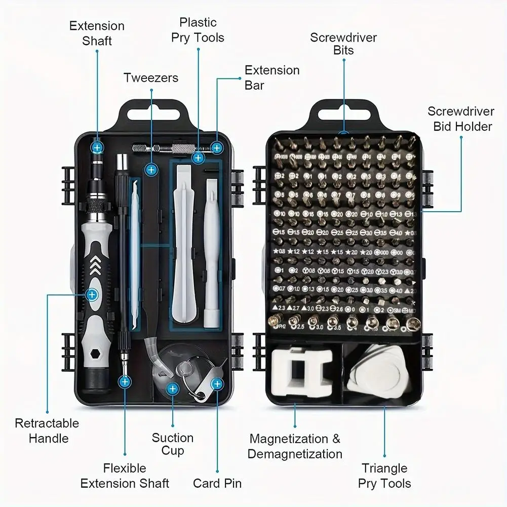 115‑in‑1 Precision Screwdriver Set Professional Repair Tool with Extension Rod   For Phone Laptop Tablet Electronics Disassembly