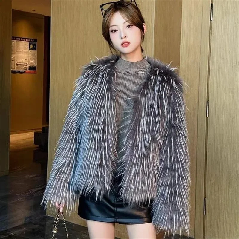 2024 Fashion Top And Rich High Sense Little Furry Mink Fur Coat Warm Ladies Coat Autumn And Winter New Temperament Jacket