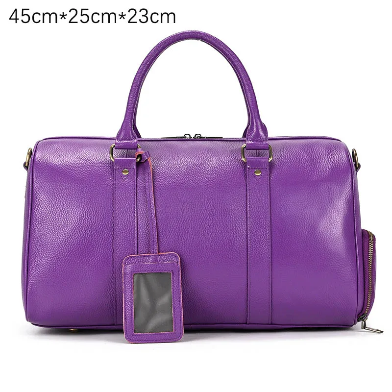 Grote capaciteit lederen reistas voor heren Dames Zachte zwarte koeienhuid Casual reistas Grote bagage Weekendschoudertas