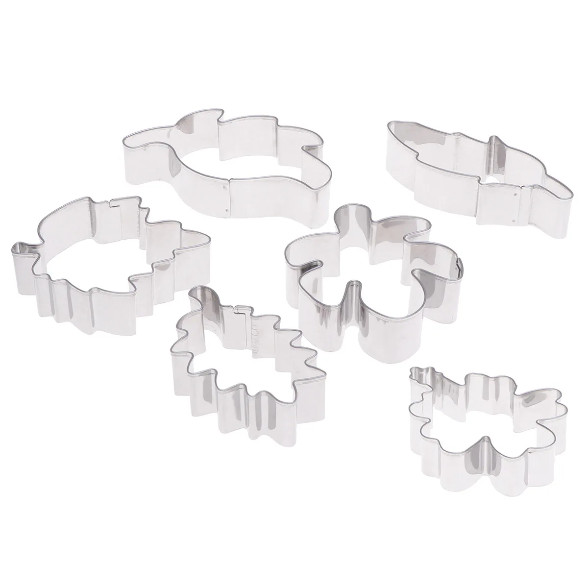 

6 Pcs Stainless Steel Cake Molds Leaf Shape Cookie Cutters Silver Baking Pastry Fondant DIY Craft Non Stick Easy Clean
