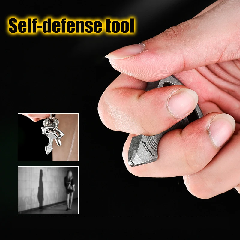 Imagem -03 - Titanium Alloy Cone-cabeça Abridor de Garrafas Cone-cabeça Window Breaker Edc Keychain Pendurado Acessório Auto-defesa Gun Tc4