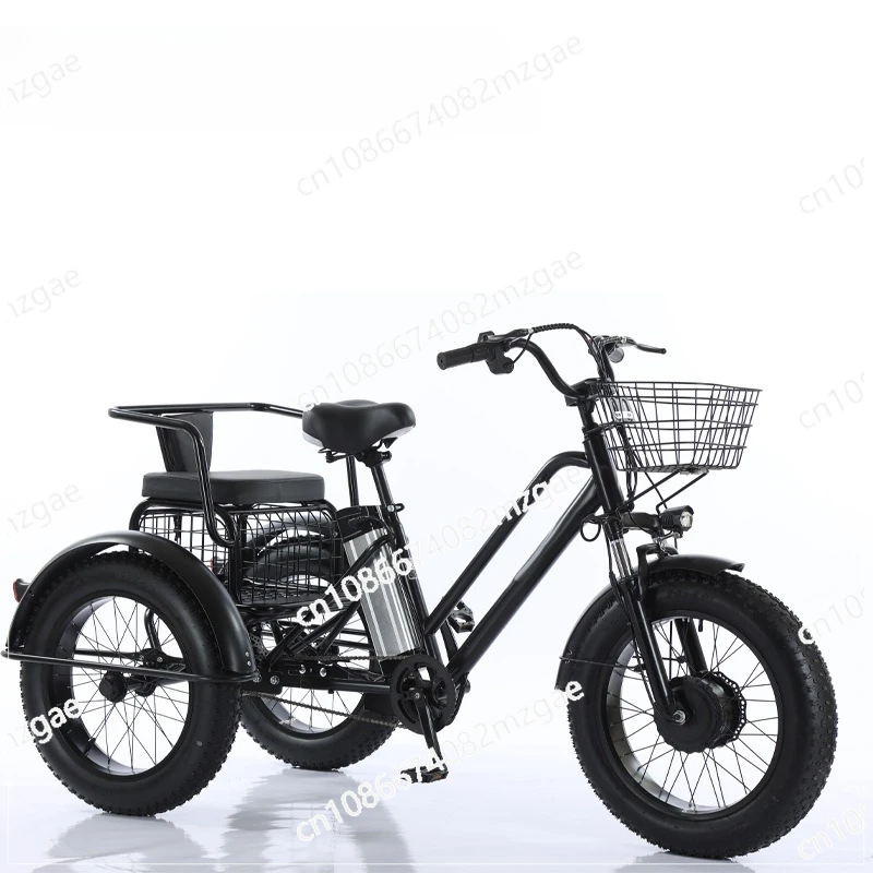 

20 inch fat tire pedal assist electric tricycle coarse tire snow lithium battery three-wheeled self-propelled battery car