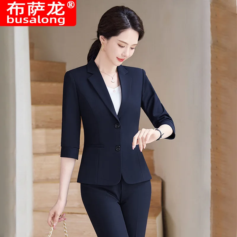 

Черный профессиональный костюм для женщин, новый деловой блейзер, формальный элитный костюм для рабочей одежды для менеджера отеля