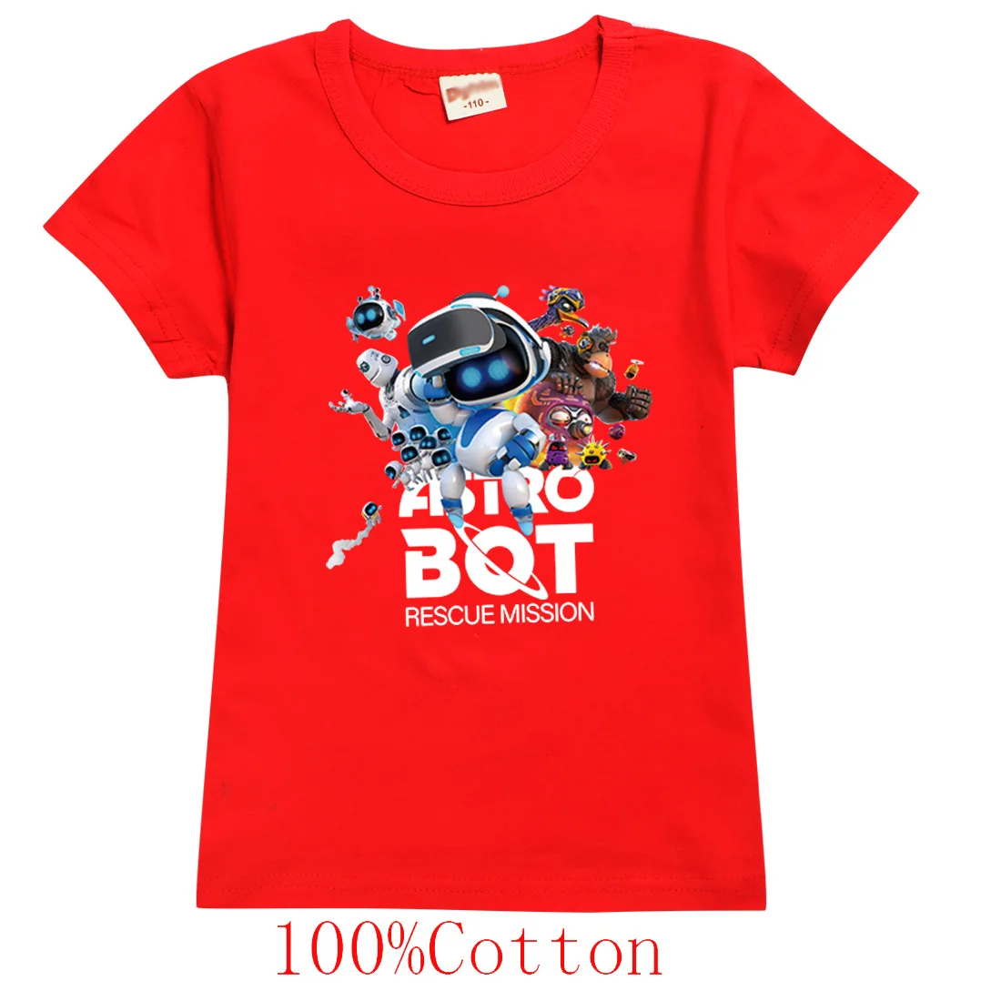 

ASTRO BOT Cartoon Clothes Kids Astros Playroom Game Astrobot T Shirt Teen Boys Short Sleeve Tops Baby Girls 100% Cotton T-shirts