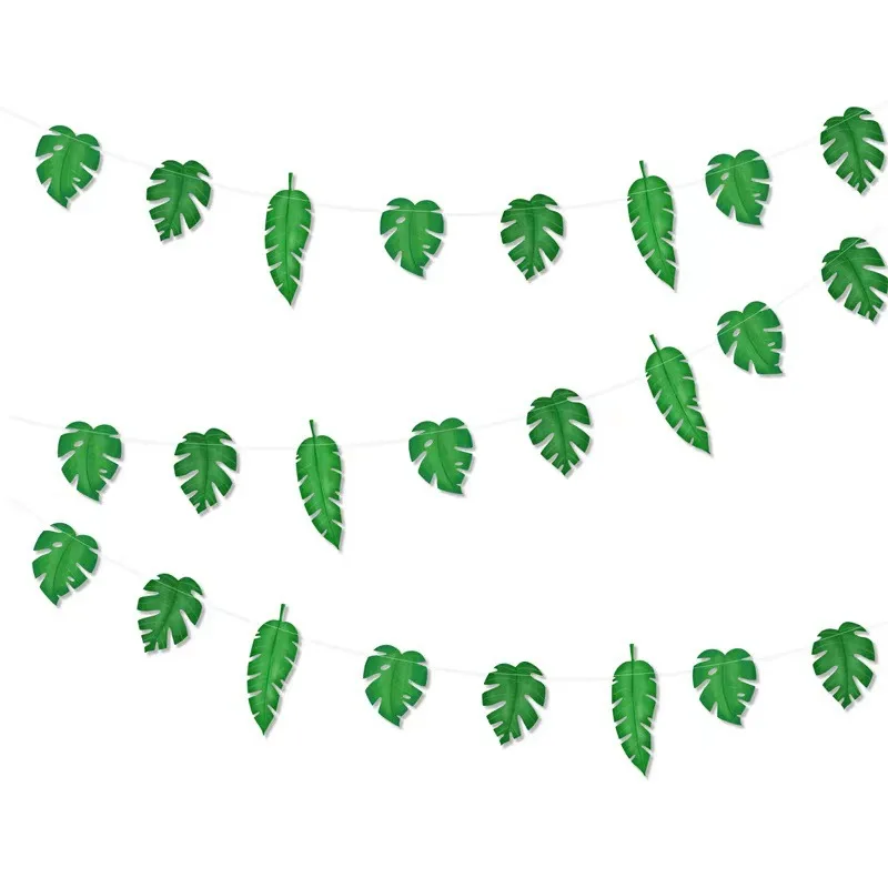 Hawaiian Cactus Party Banner Decoration Tropical Turtle Leaf Cactus Paper Garlands String Streamer Mexican Fiesta Party Decor