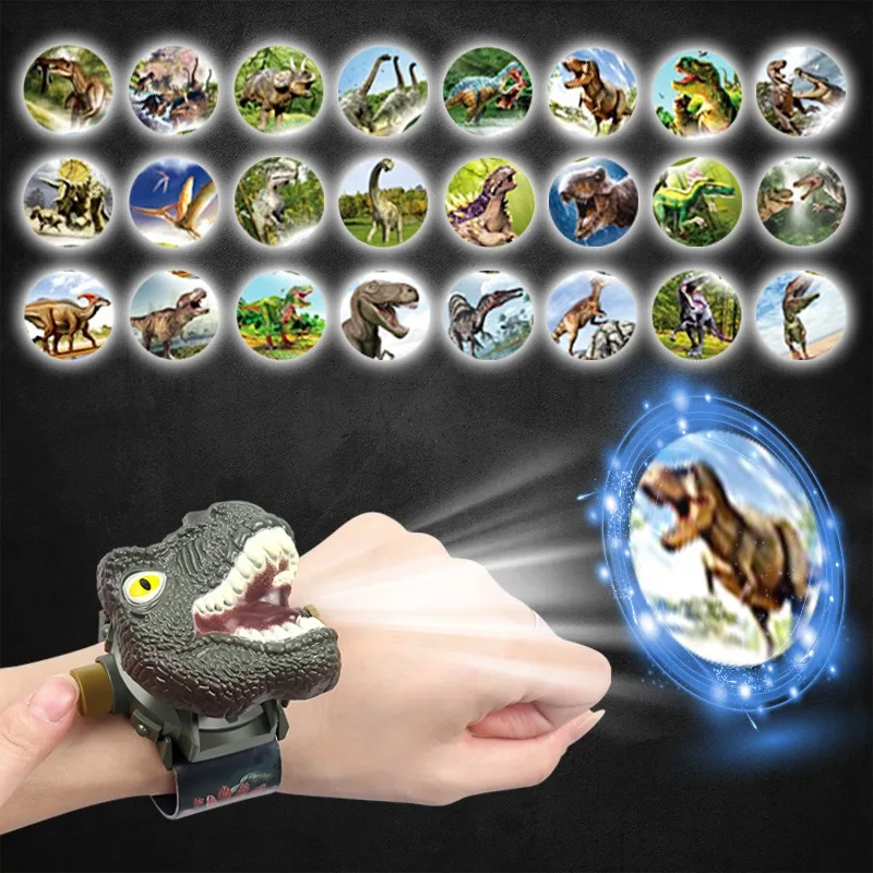 Kids Boys Dinosaur Projection Watch Toys for Children Fun Luminous Toy Watches Digital Screen 3D Cartoon Patterns Birthday Gift