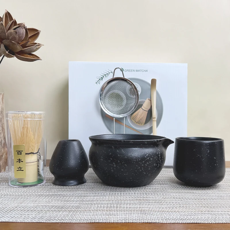 

Коллекция Matcha Black Glaze, 6 предметов, чашка Master Cup и 100-зубчатый набор венчиков, полный японский набор для чайной церемонии для энтузиастов матча