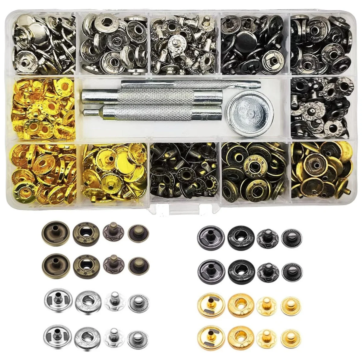 633 # Metal Button 12.5MM Four in One Button Luggage Down Jackets Rivet Button Tool Set