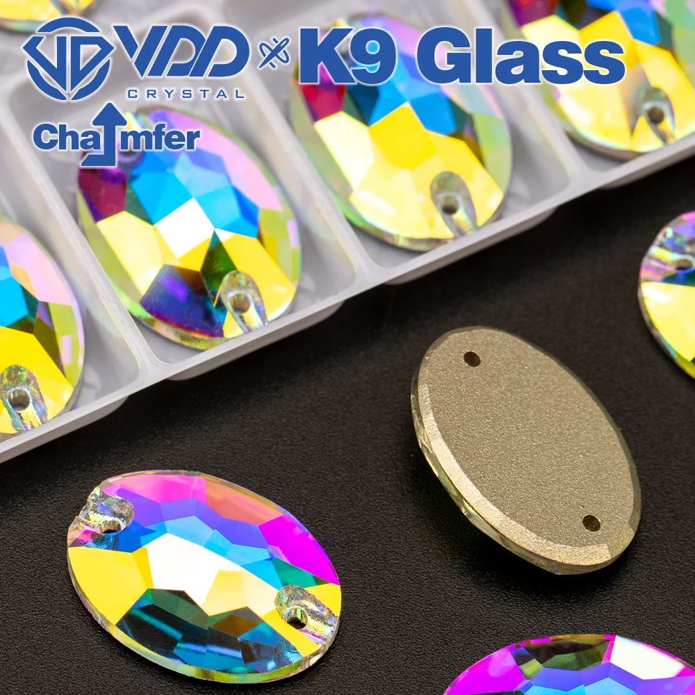 VDD Oval AAAAA Top Quality K9 Glass Sew On Crystals AB Rhinestones Sewing Flat Back Stones For Clothes Accessories Wedding Dress