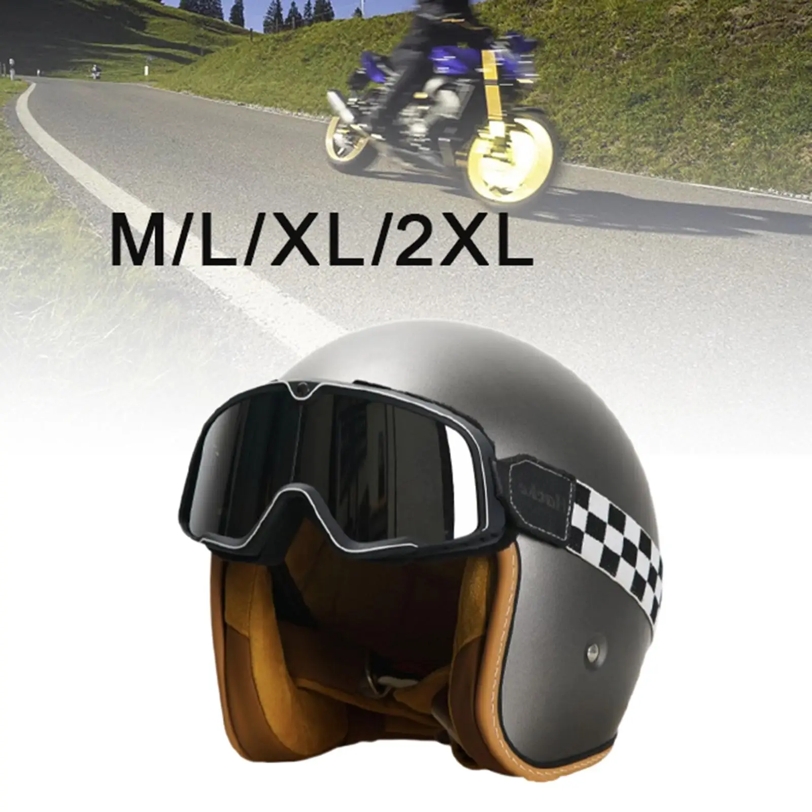 Men Women 3/4 Shield Motorcycle Half Helmet Multipurpose Professional Reinforced Chin Strap Sturdy with Visor Scooter Helmet