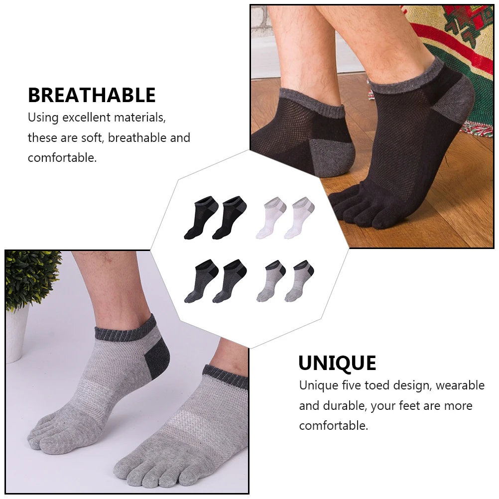 

8pcs Anti-fall Sports Socks Men Cotton Breathable Gym Running Toe Durable Ankle Design Male Exercise Five Toes