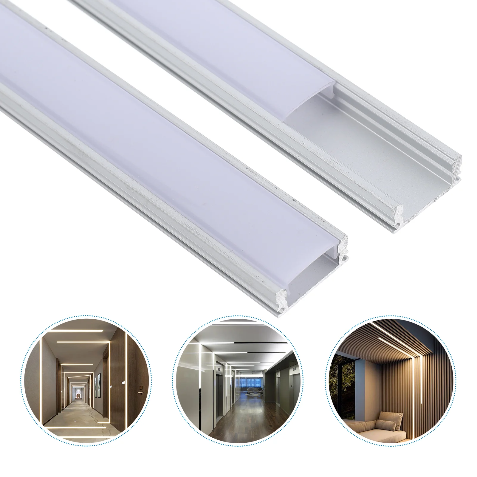 

4 Sets U-shaped Aluminum Groove LED Channel Housing Strip Cover System Diffuser Alloy Protective for