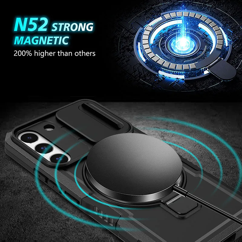 Shockproof Armor Phone Case For Samsung Galaxy S21 S22 S23 S24 S20 Note20 Plus Ultra FE Cover Magsafe Wireless Charge Magnetic