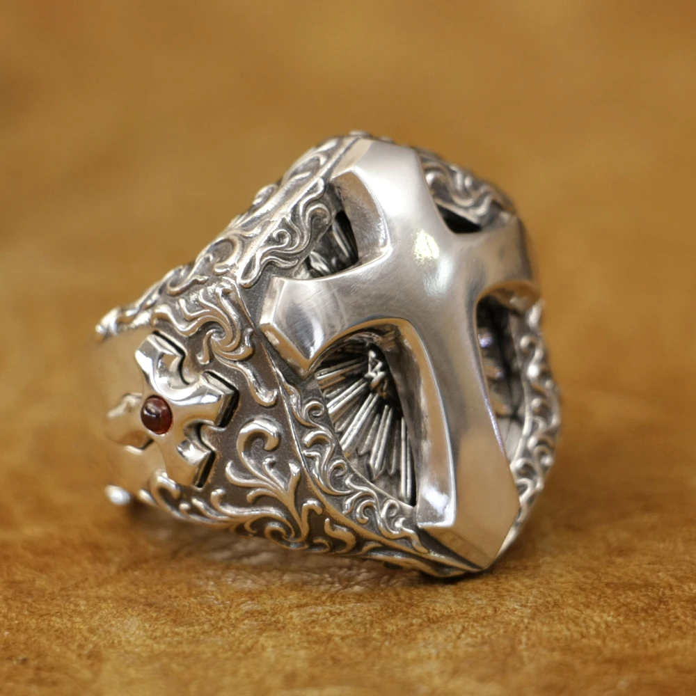 

Details Cross Shield 925 Sterling Silver Biker Ring Punk Jewelry TA471 US Size 8~15