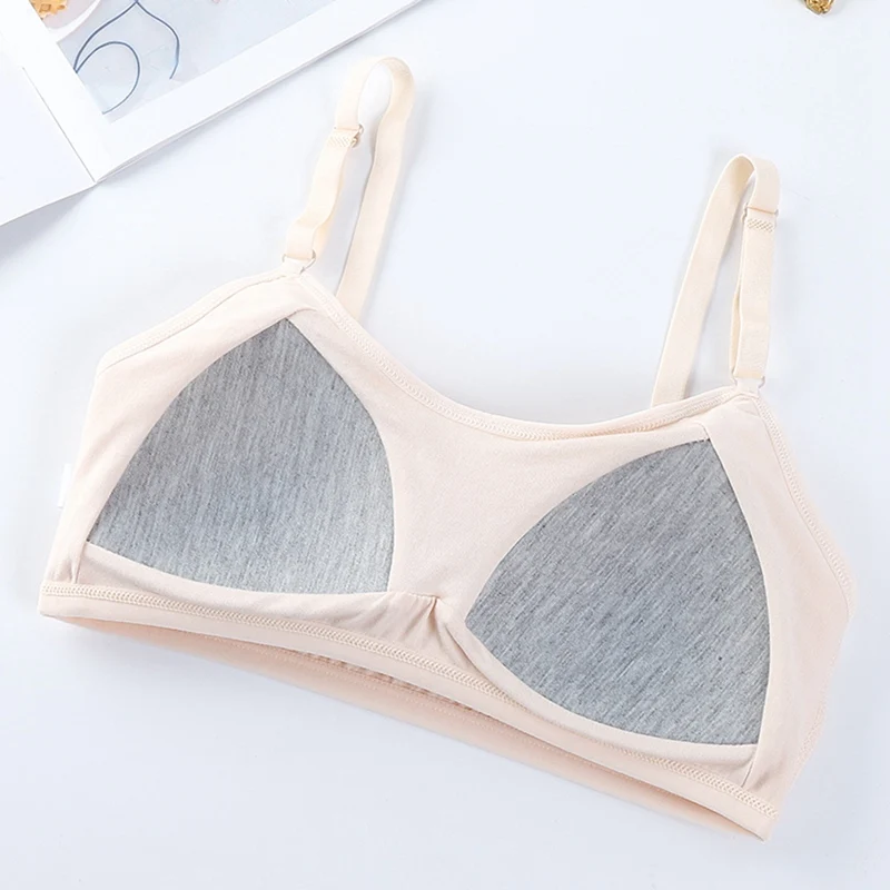 Kids Bras Young Girls Underwear Sports Top Solid color Teenage Training Bras Women Cotton Brassiere Tube Top Girl Bra 9-16 Years