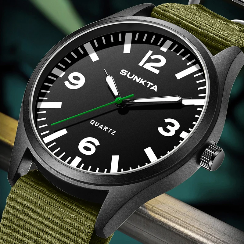 LIGE 선타 패션 클래식 시계 아웃도어 캐주얼 스포츠 나일론 스트랩 방수 발광 쿼츠 시계 남성용 선물