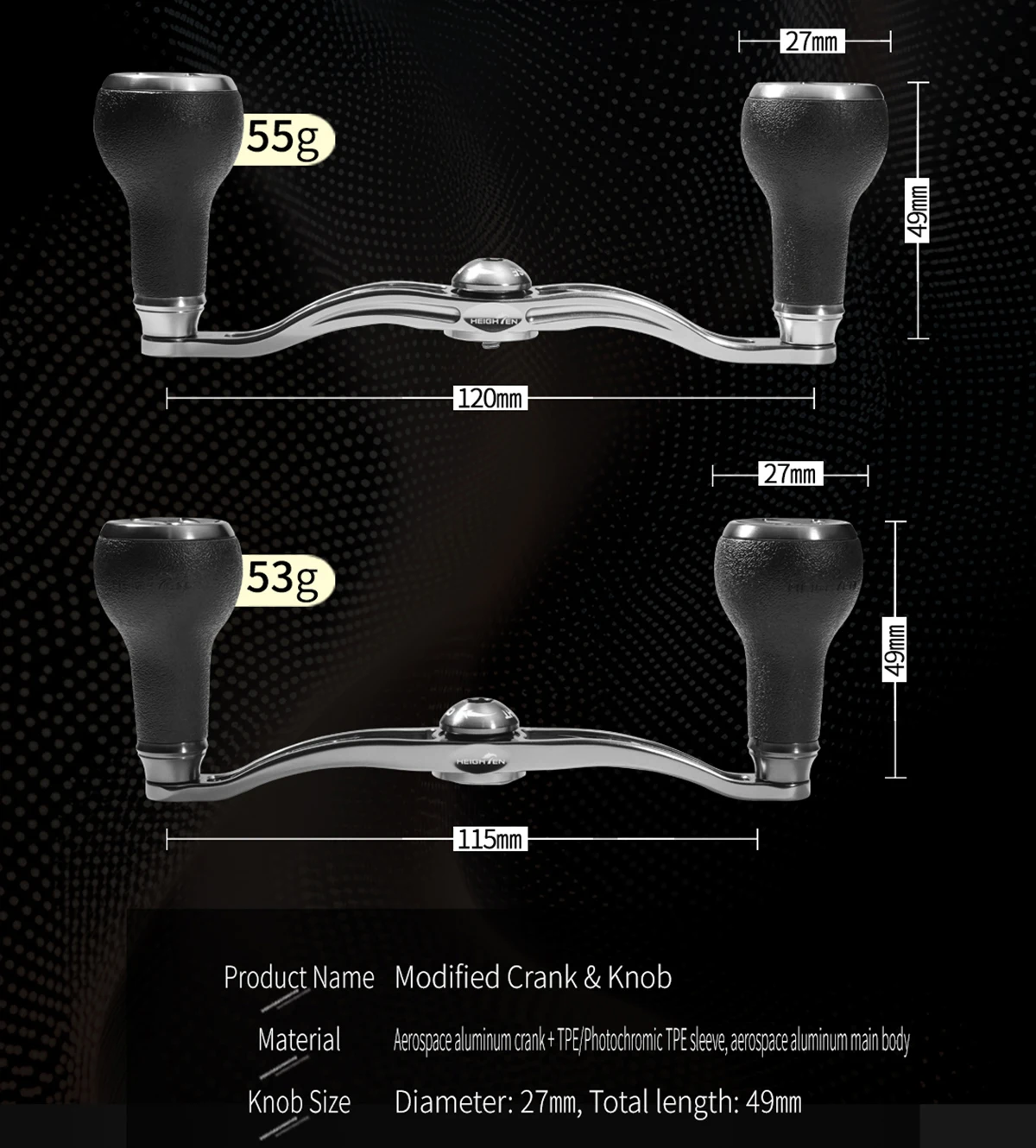 HEIGHTEN Ultraleichte UV-Photochrome Anti-Rutsch-Knopfgriff-Baitcasting-Rollen-Modifikationsteile für Outdoor-Angelzubehör – Detail 13