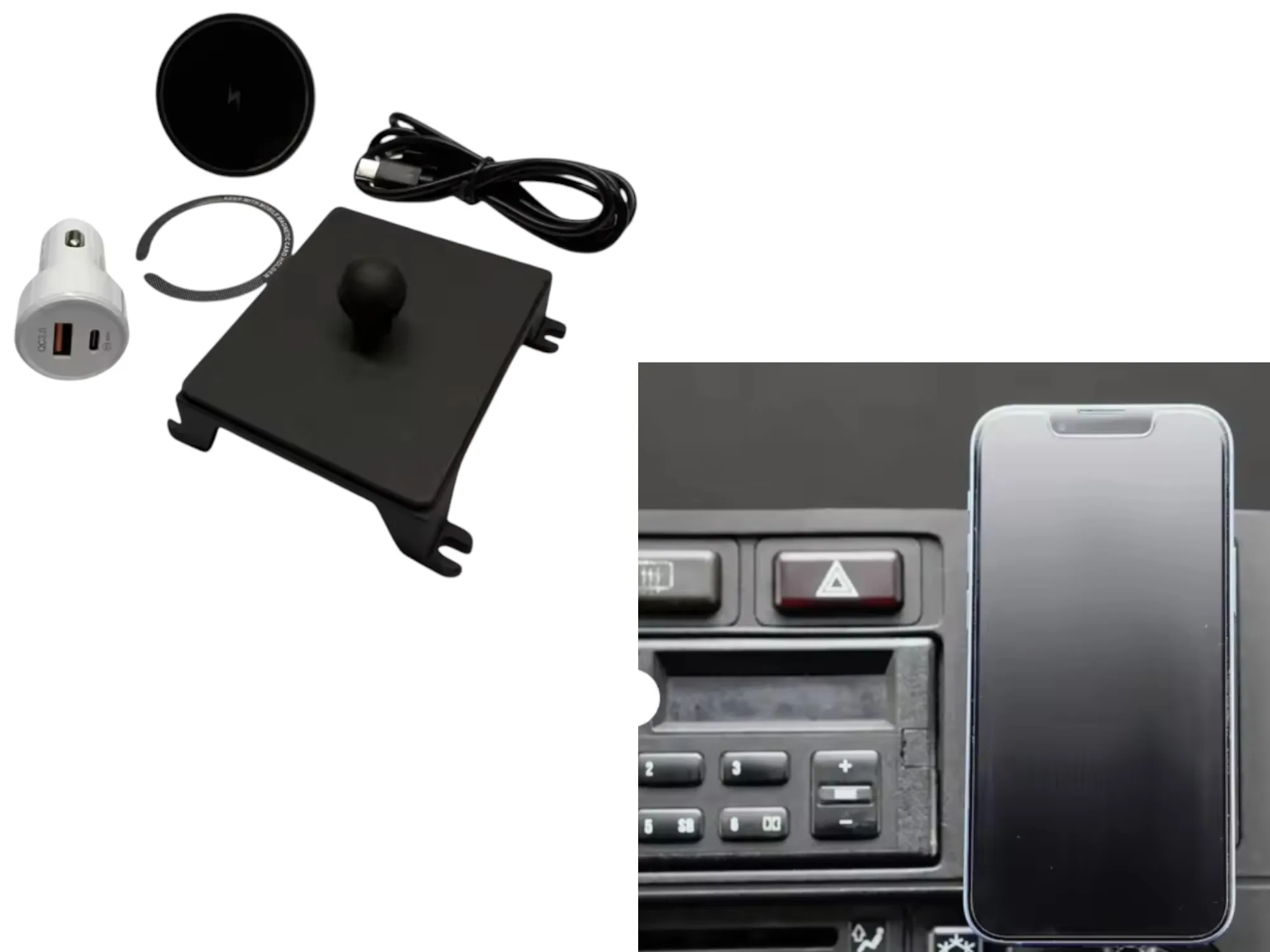1 Set Phone Mount for Mag Safe Char-ger For BMW E30 M3 318 325 E24 OBC (Fit both LHD and RHD models)