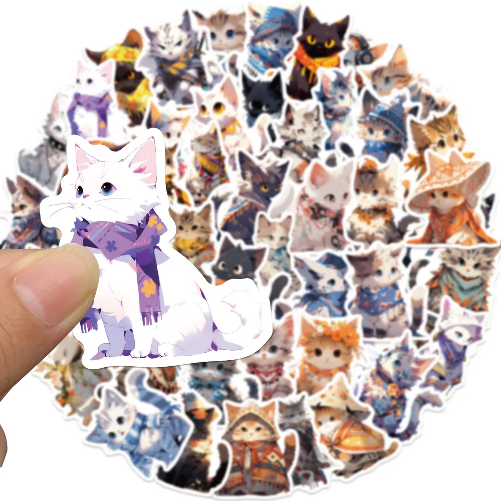 10/30/50PCS New Featured Kitten Stickers Animal Cartoon Stationery Stickers iPad Computer  Helmet Guitar Wall Sticker Decoration