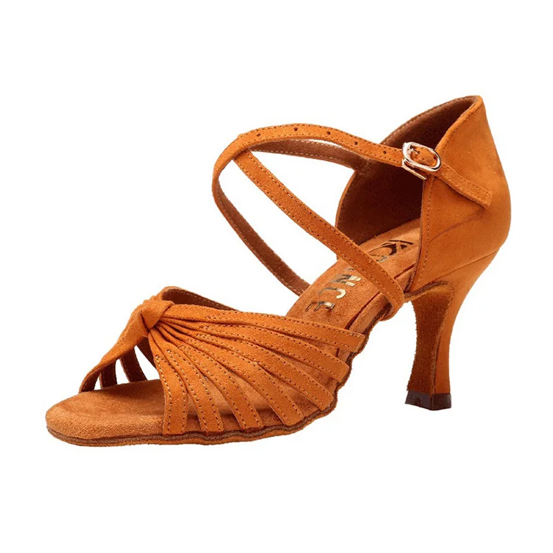 성인 여성을위한 7.5cm 여름 라틴 댄스 신발 부드러운 밑창 편안한 하이힐 전문 실내 룸바 차차 댄스 신발