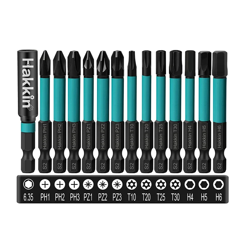 14Pcs 60mm Screwdriver Set with Bit Holder Magnetic Torx Cross Pozidrv Hex Screwdriver Bit 1/4 Inch Security Torx Bit