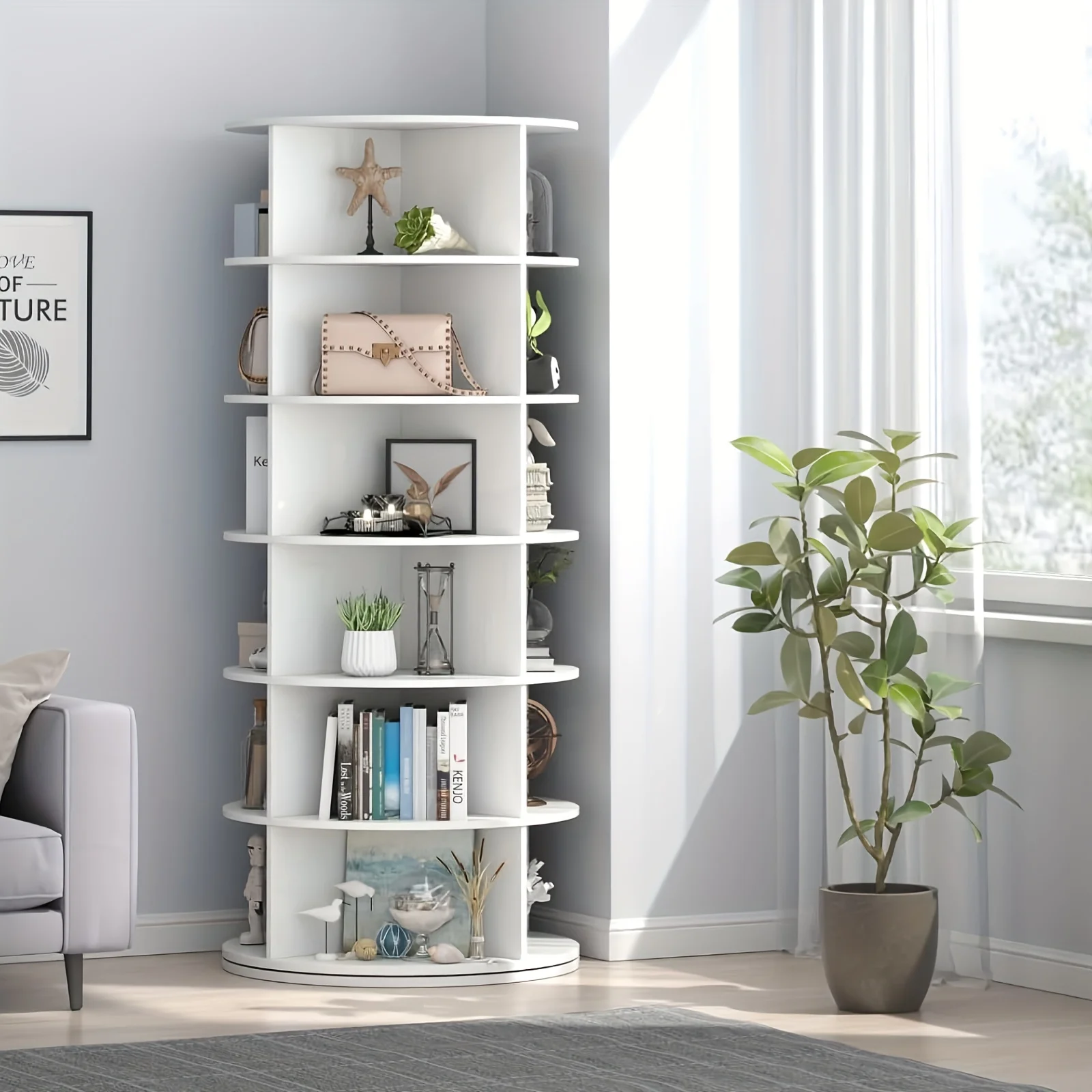 

8-Tier Spinning Shoe Rack, 360° Rotating Organizer Tower for Entryway, Heavy Duty Metal Storage Shelf for Sneakers Boots