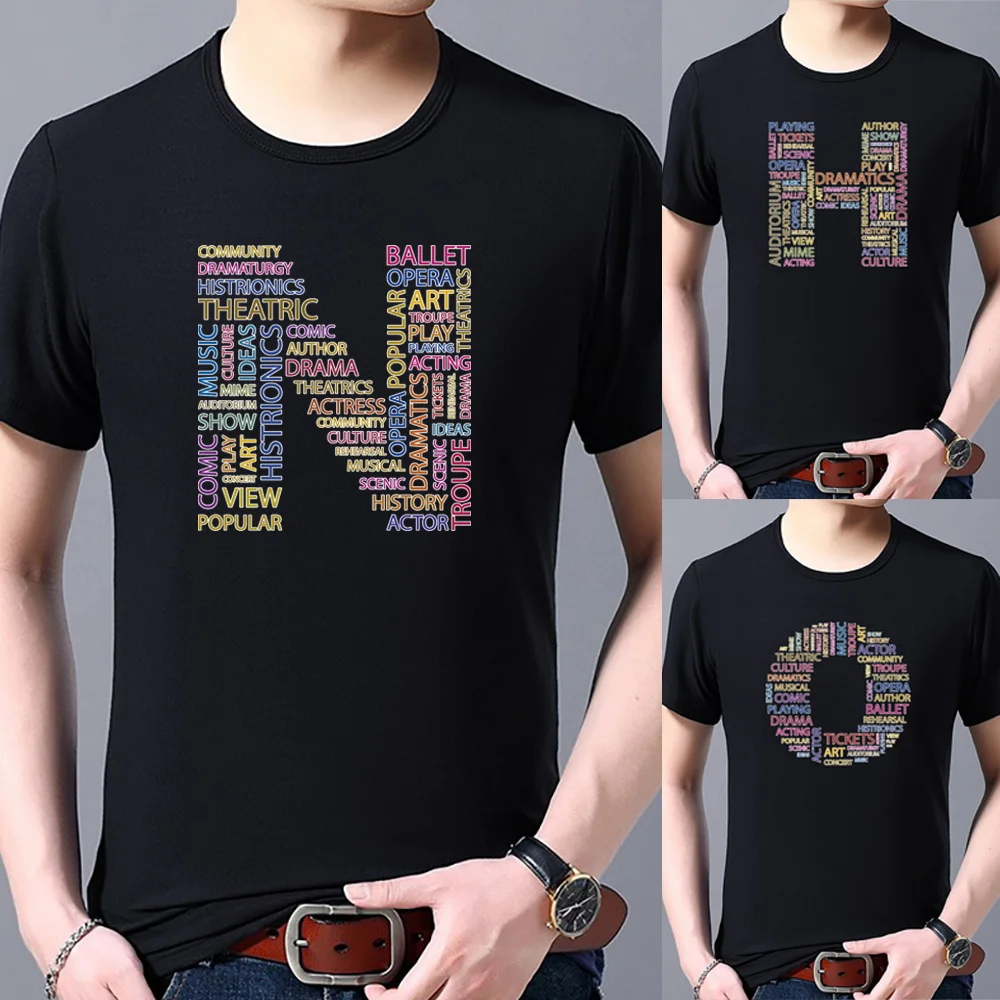 

T-Shirt Men's Round Neck Short Sleeve Black Simple Summer Text Letter Name Pattern Fashion Casual Men's Top T Shirt