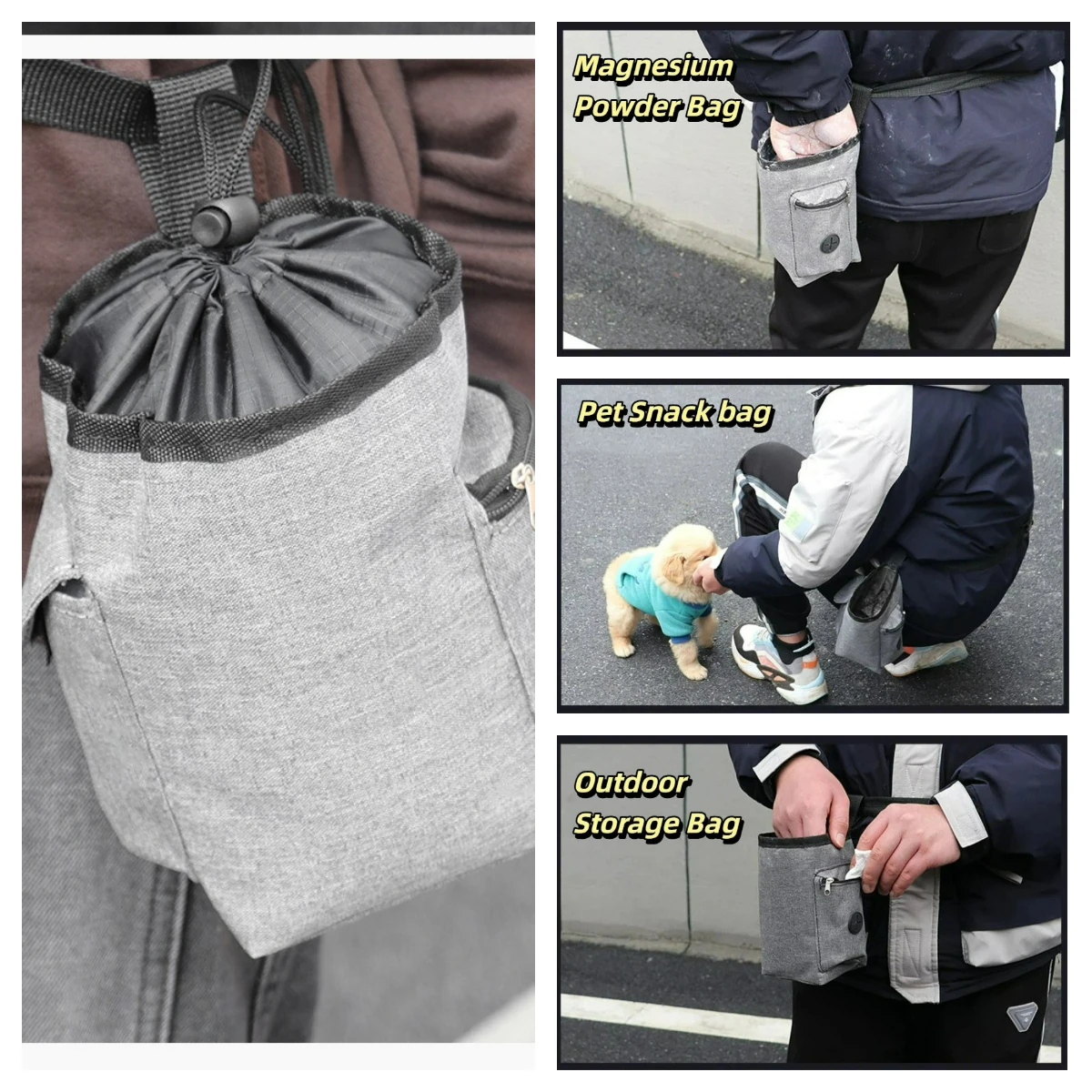الرباط الطباشير حقيبة قابل للتعديل كيس التخزين مسحوق المغنيسيوم حقيبة المشي لمسافات طويلة تسلق رفع الأثقال في الهواء الطلق الحيوانات الأليفة وجبة خفيفة الخصر حقيبة #5