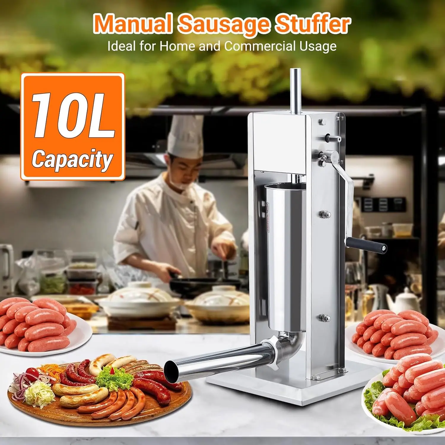 Sausage Stuffer, Manual 22LBS/10L Sausage Maker Machine, Meat Stuffer with Dual Speed, Stainless Steel Heavy Duty·New Popularity