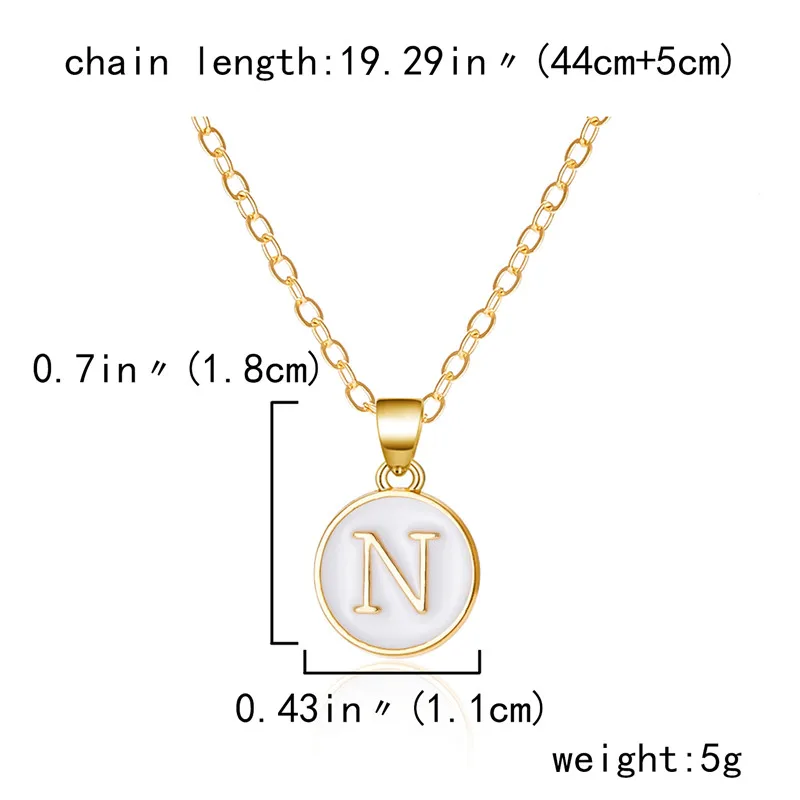Mode A-Z 26 Buchstaben Halskette Für Frauen Exquisite Initialen Name Runde Emaille Anhänger Schlüsselbein Kette Choker Halsketten Schmuck – Detail 1